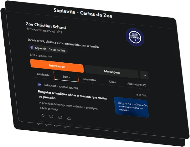 Sapientia, newsletter da Zoe Christian School