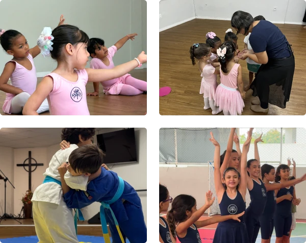 Alunos da Zoe em atividades esportivas